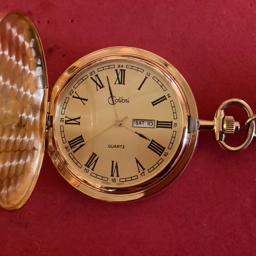 Colibri quartz pocket watch with watch chain